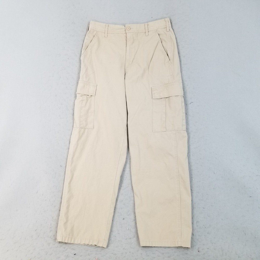 RSQ Cargo Pants Mens 29x30 Tan Loose Fit 100% Cotton Utility Khaki Trouser